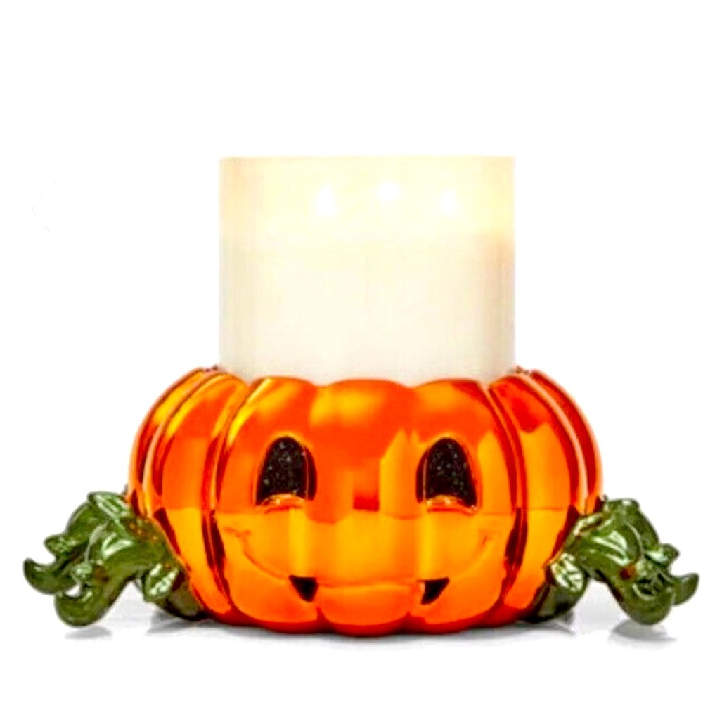 Bath & Body Works Halloween 2022 Pumpkin Spider Pedestal 3 Wick Holder NEW